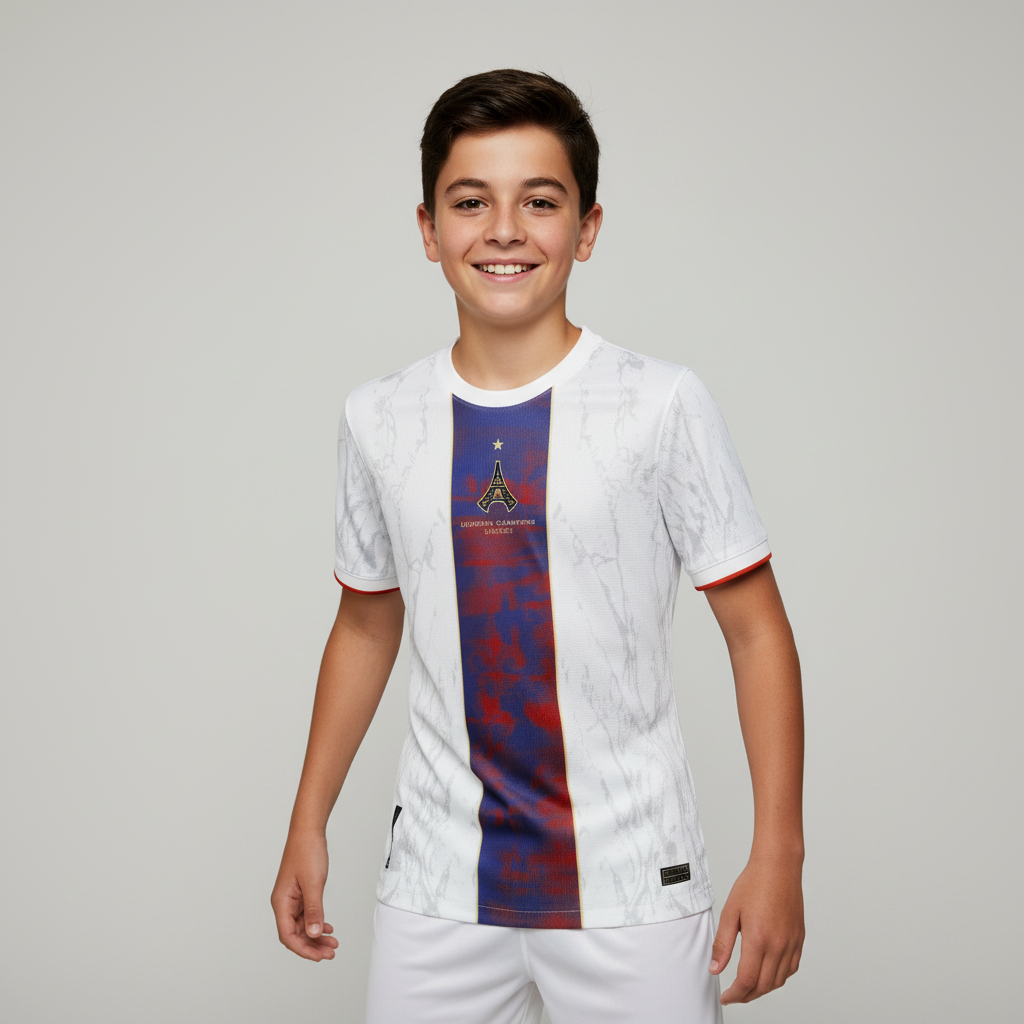 Maillot Enfant PSG Blanc Champions d'Europe 2025