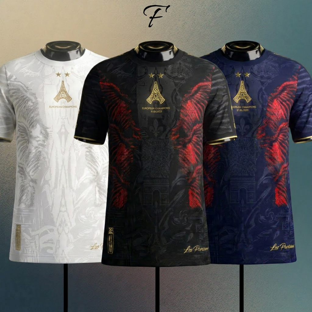 Pack 2026 : 3 Maillots Collector PSG Bleu, Blanc et Noir