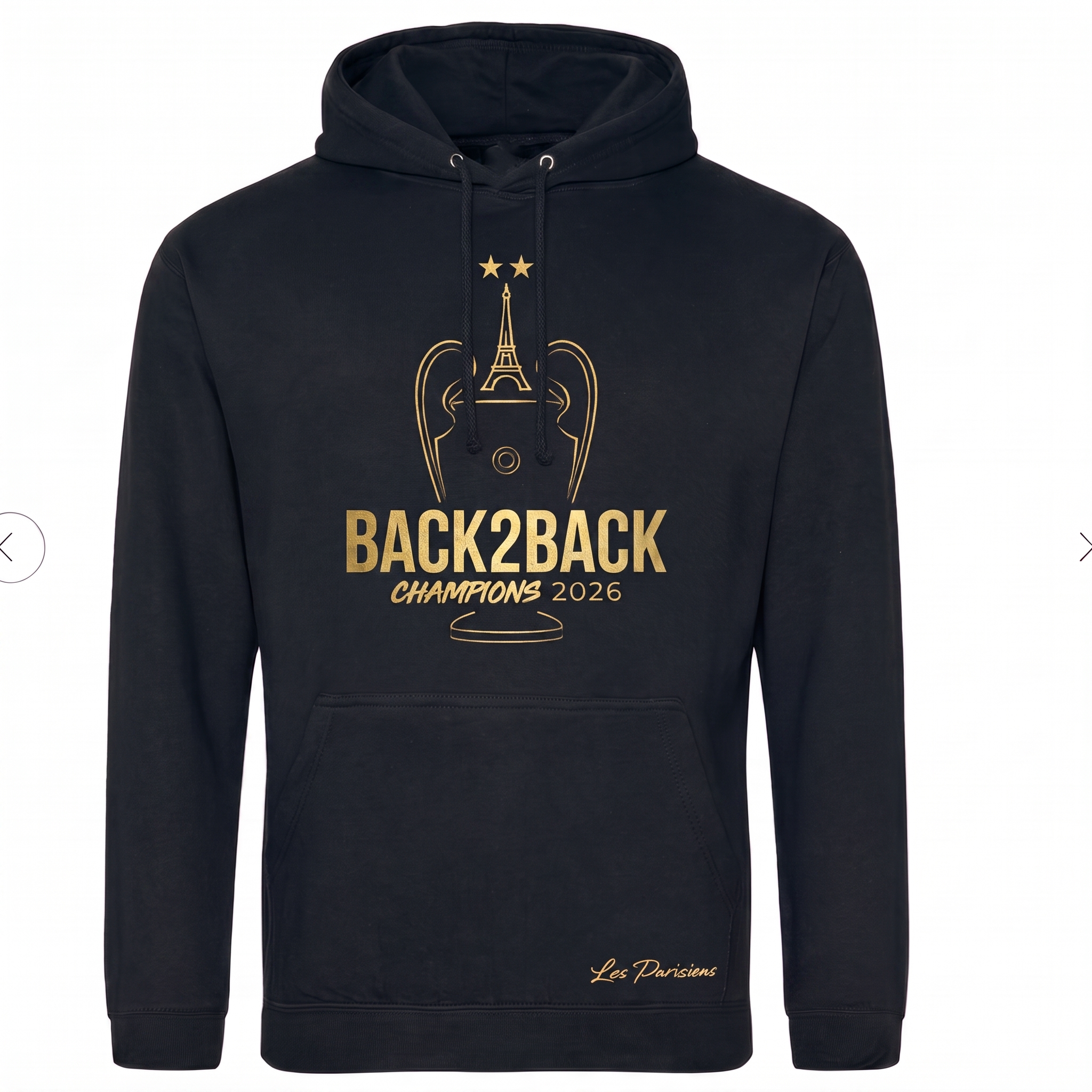 Sweat à capuche PSG Champions d'Europe 2026 - Noir