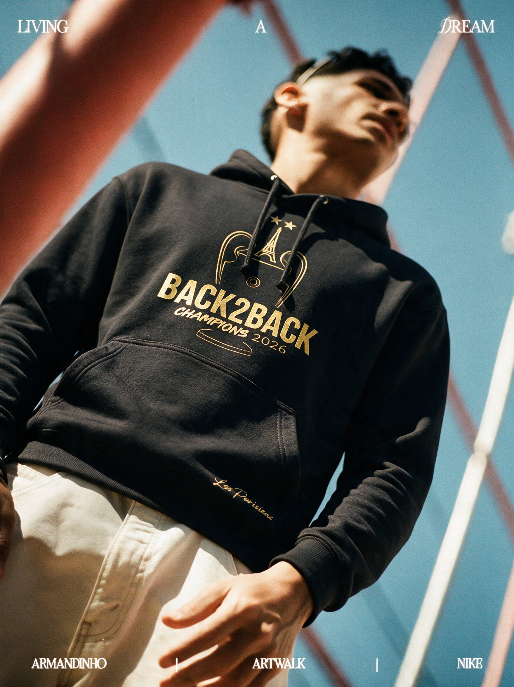 Sweat à capuche PSG Champions d'Europe 2026 - Noir
