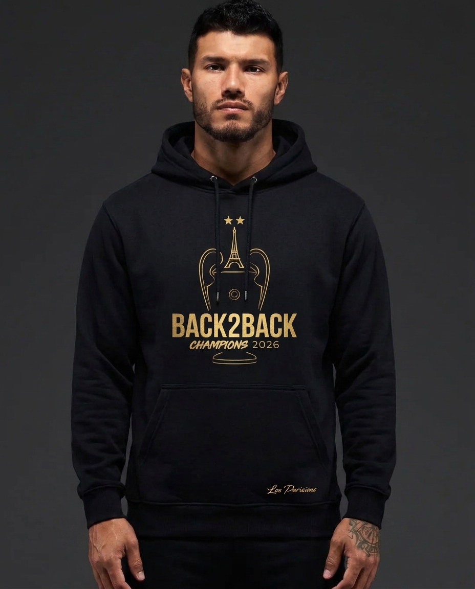 Sweat à capuche PSG Champions d'Europe 2026 - Noir