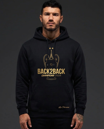 Sweat à capuche PSG Champions d'Europe 2026 - Noir