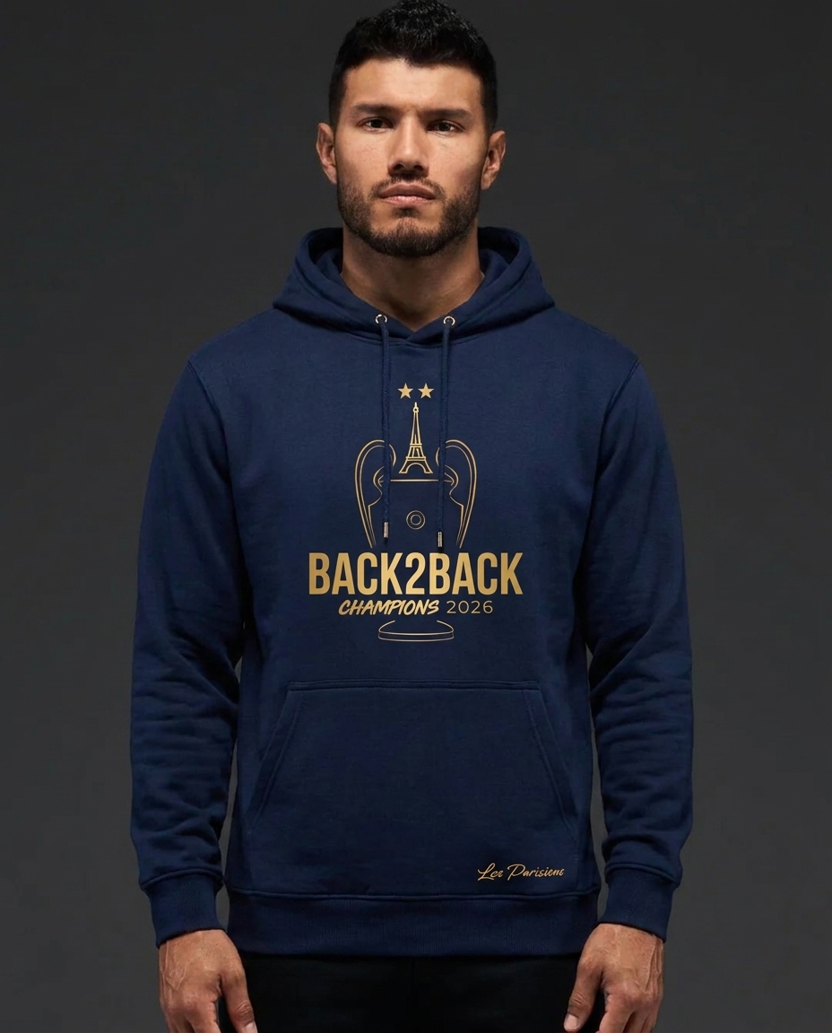 Sweat à capuche PSG Champions d'Europe 2026 - Bleu