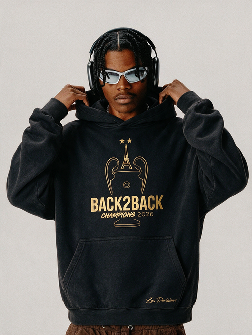 Sweat à capuche PSG Champions d'Europe 2026 - Noir